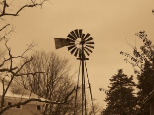 sepia toned windmill