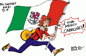 beatle paul mccartney en zocalo mexico caricatura soto