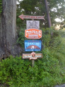 Fur Peace ranch signs