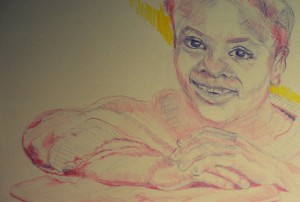 child face colored pencil