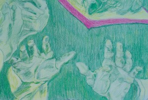 hands colored pencil