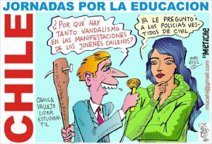 CHILE ESTUDIANTES EN LUCHA CARICATURA W