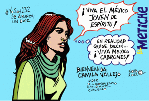 camila vallejo en mexico invitada por #Yosoy132 caricatura politica soto